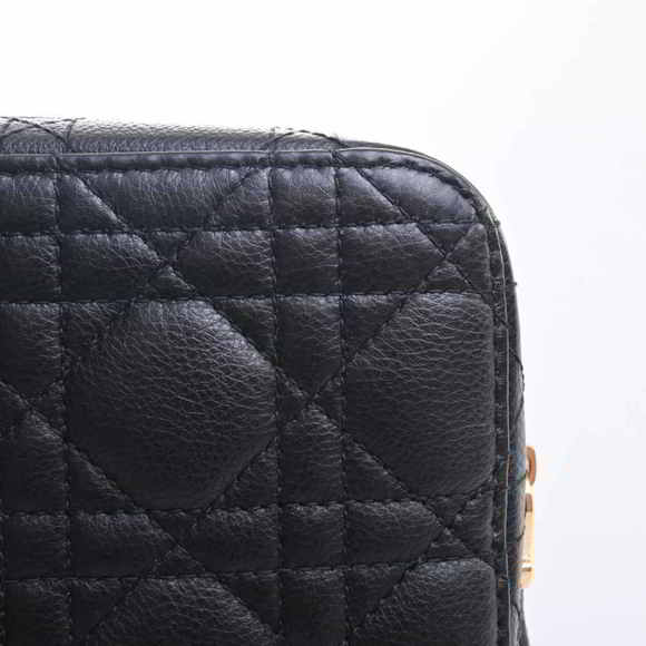 Christian Dior Canage Leather Caro Double Pouch Shoulder Bag Black Women's - Picture 9 of 10